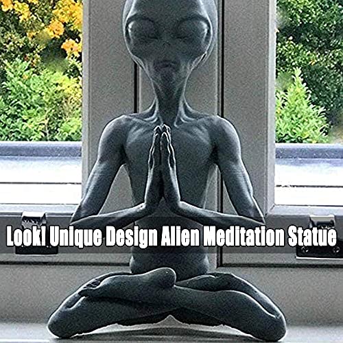 Jtyx Meditating Alien Yard Statue Unique Resin Art Lawn Sculpture Outdoor Alien Garden Figurines Sitting Garden Craft Ornament Best Decoration For Lawn Porch Pond Patio Yard Art #TOP1