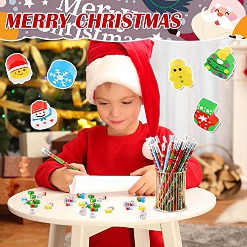 Lápices y gomas de borrar navideñas 72 piezas miniatura 3