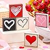 Qunclay 5 Pieces Valentines Day Heart Tiered Tray Decor Rustic Heart Wood Sign Love Wooden Table Sign for Valentine Wedding Birthday Party Decorations Accessories and SuppliesRomantic