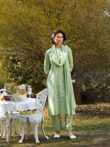 Image of Khushal K Women Ethnic Motifs Printed Regular Pure Cotton Kurta with Palazzo & with Dupatta