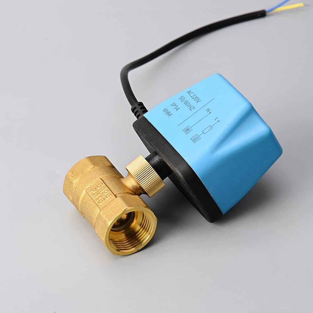 Valvola a sfera motorizzata AC220V, 2 fili, configurazione di ritorno automatico 1/2" DN15 in ottone valvola a sfera elettrica (normalmente aperta)