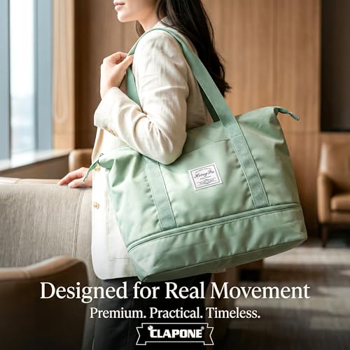 Image of CLAPONE 41 Litre Expandable Nylon Travel Bags for Women /Duffle Bags for Women Luggage /Foldable Vanity Travelling Handbags /Waterproof Hand Bag for Ladies Personal Items (Green)