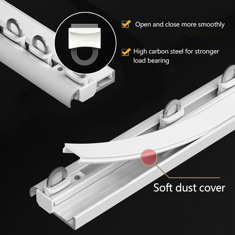 Rail De Rideau en Aluminium Ensemble De Rails De Plafond Autocollante pour Bureau Maison Salle De Bain Hôpital Système De Rail De Rideau 220/340/420/500cm(Couleur:Black,Size:260cm)