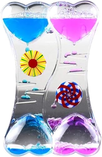 Double Heart Liquid Motion Bubble Drip Oil Hourglass Timer Clock Gift Double Heart Liquid Motion Bubble Drip Oil Hourglass Timer Blue Pink Gadgets