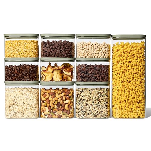 Naked Kitchen 20-Piece Food Storage Containers with Lids – Stackable BPA-Free Borosilicate Glass Pantry Storage Containers with Leak-Resistant Airtight Seal for Kitchen & Pantry Organization – Green