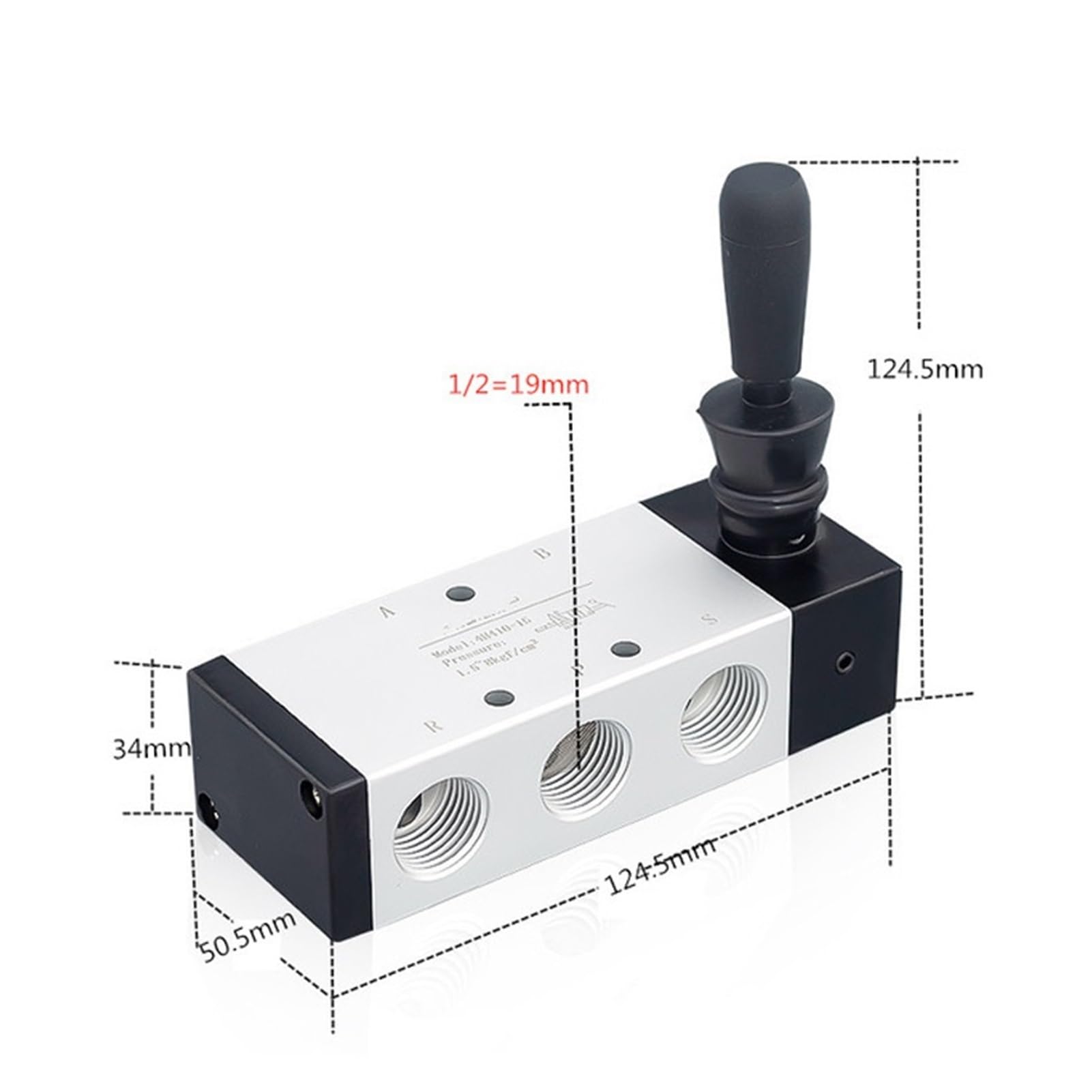 Pneumatisch-manuelles Hebelventil Luftventilschalter, manueller Handschlüssel, pneumatische Steuerung, Zug 1/4 Zoll, 2 Positionen, 5 Anschlüsse, Umkehrplatte(4H410-15,With-10mm-Fitting)