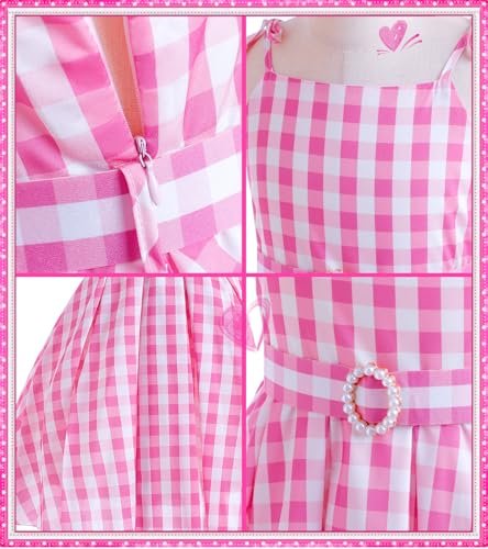 Vestido a cuadros para niñas con accesorios miniatura 4