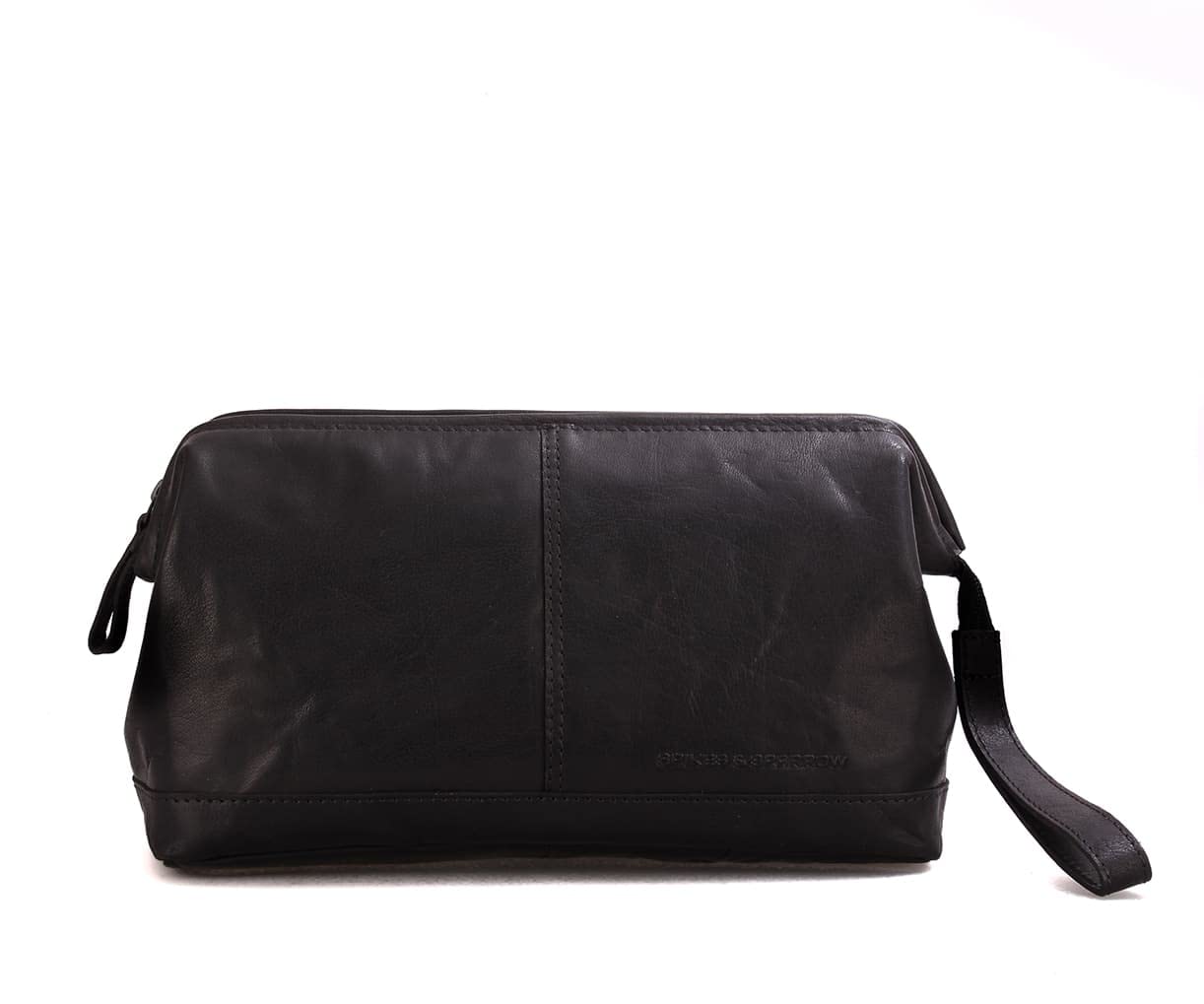 Spikes & SparrowLeather Toiletry Bag with Zip Frame in Doctor's Style, Standard Size