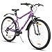 Hiland Bicicleta de Montaña Mujer 26", 18 Velocidades, Resistente, Cuadro de Acero al Carbono, Ciudad y Ocio, Frenos en V, Confortable - Color: Morado