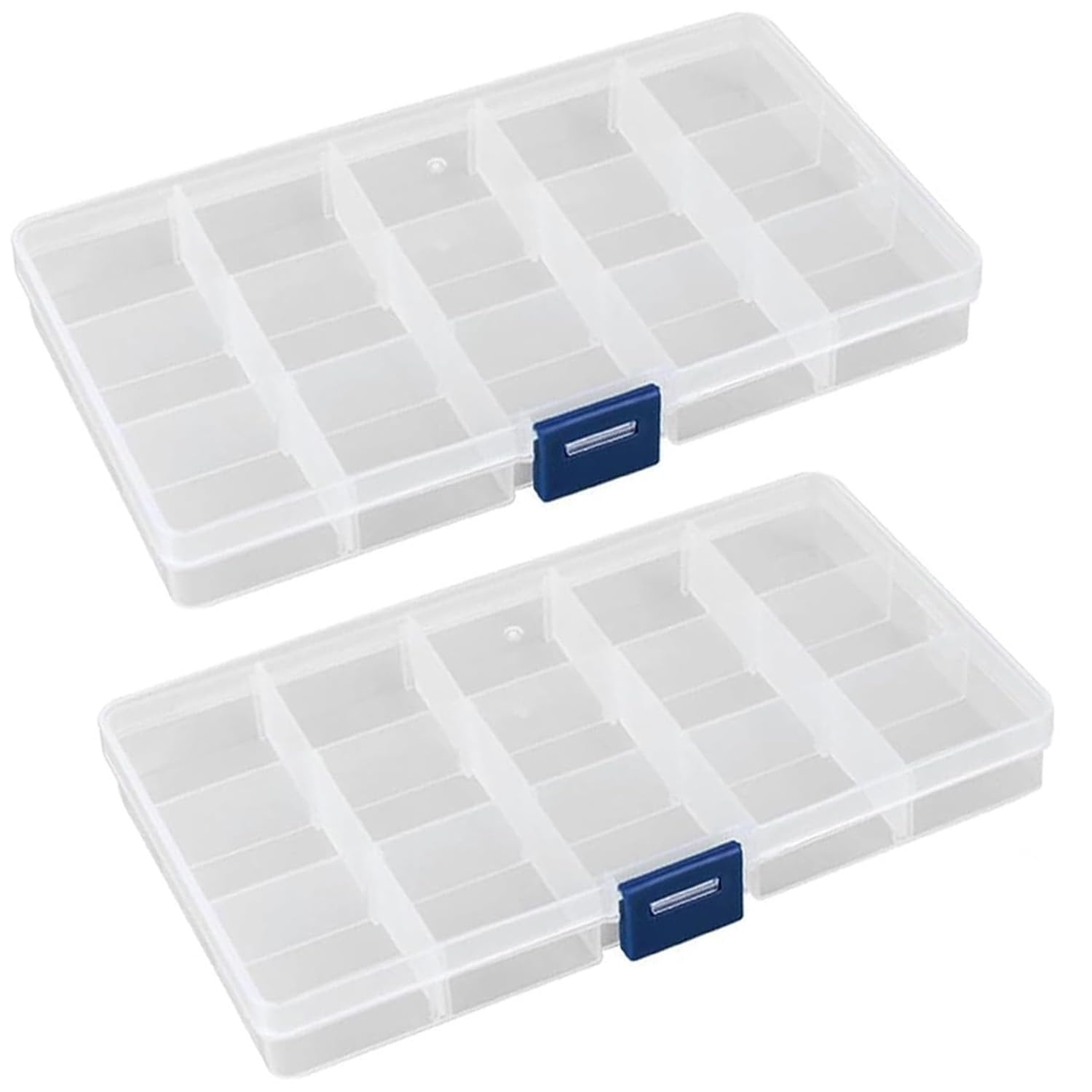 Organiser Box 2Pcs Small Craft Storage Boxes with Compartments Clear Plastic Storage Earring Containers Jewellery Screw Box with Adjustable Dividers for Small Items Tools Travel