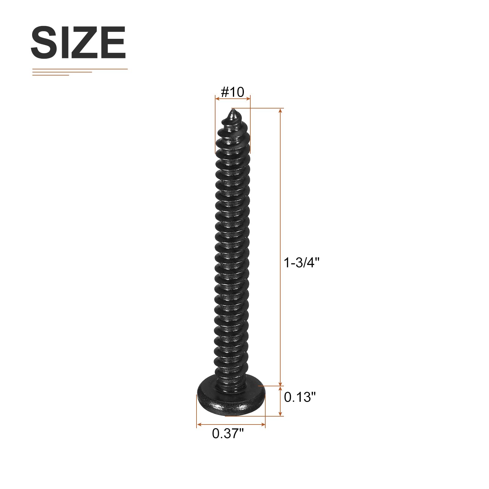 DTGN #10x1-3/4" Phillips Pan Head Self-tapping Screw - 100Pack - Black Oxide 304 Stainless Steel Sheet Metal Screws Wood Screws - Image 2