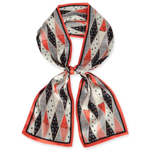 EXTREE Satin Scarf Mulberry Silk Printed Head Wrap Hair Band 7"" x 59"" A030