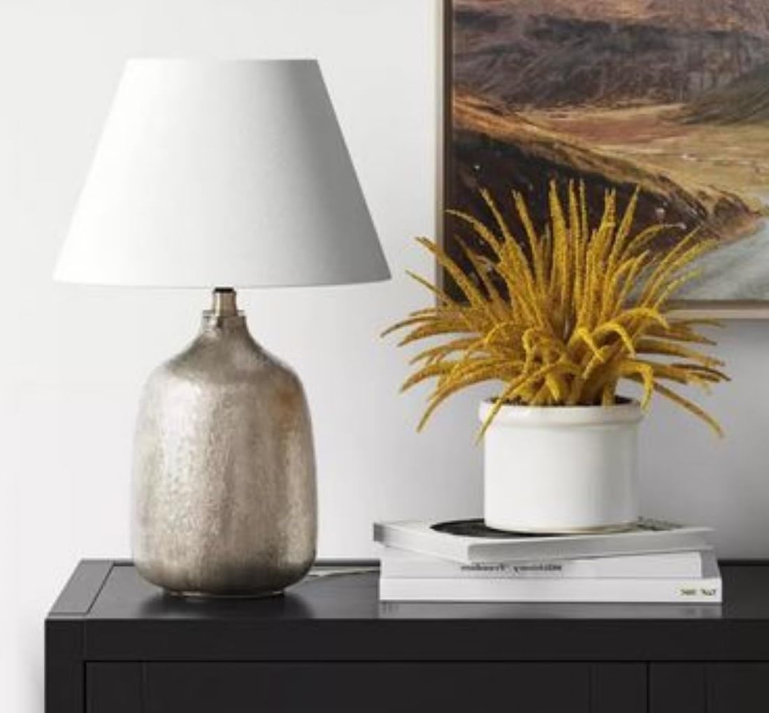 Vaguelly Lampenschirm Leinen Trommelform - Weißer Stoffschirm 25cm Für Tisch- & Stehlampen