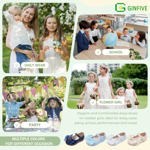 Image of GINFIVE Toddler Girls Dress Shoes Little Girls Mary Janes Ballerina Flats Shoes Toddler