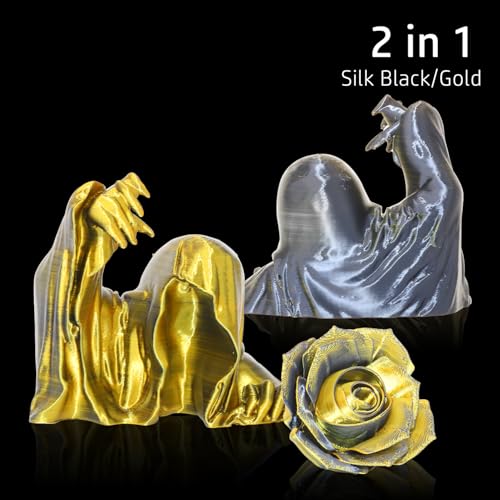 Image of LOVOON Silk Dual-Color PLA Filament with Black and Gold,1.75mm PLA Filament DualColor Change by Angle,Compatible with Most FDM 3D Printers,1kg(2.2lbs) /Spool