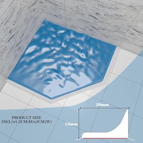 Lonwiner Barriere für Duschschwelle, Silikon, flexibel, italienische Duschschwelle, Duschstange, selbstklebend, Dichtung für Duschtür, faltbar, transparent, 2 m