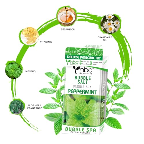 image for nbc BeautiLab Pedicure Kit Foot Soak Set: Bubble Salt, Sugar Scrub, Ma