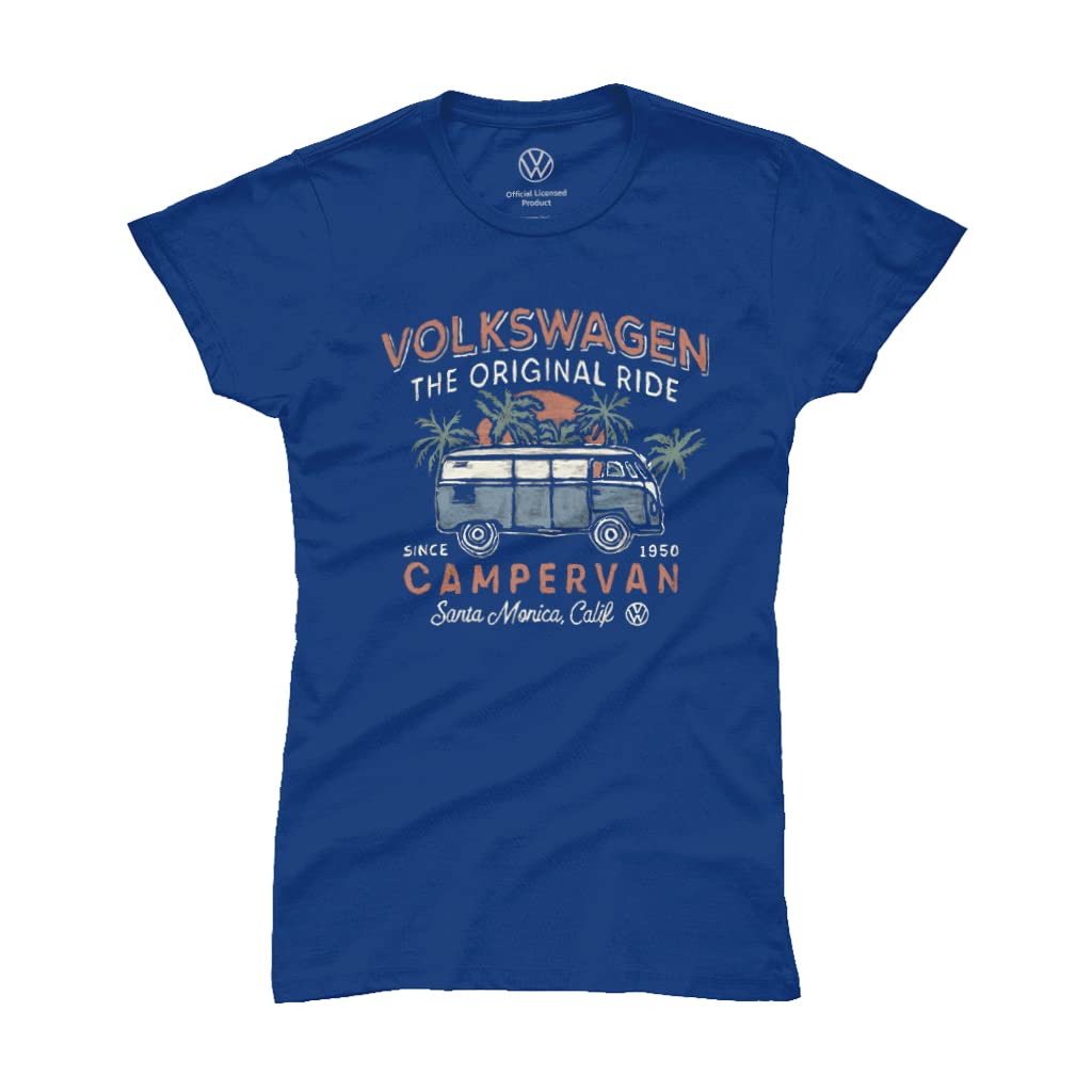 Volkswagen The Original Ride Campervan Women's T-Shirt Royal Blue