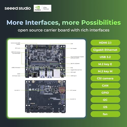 NVIDIA Jetson Orin NX 16 GB Edge AI Device - reComputer J4012, 4xUSB 3.2, M.2 Key E & Key M Slot, sistema Jetpack preinstallato con NVIDIA Jetpack su SSD NVMe da 128 GB - PC Desktop - Immagine 5