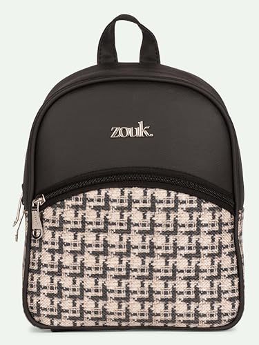 Image of ZOUK Dalila Mini Daypack | Stylish Small Backpack for Women | Compact | Bag for Girls | Daily College Use | Travel Day Pack | Vegan Leather | Handcrafted | Water-Resistant