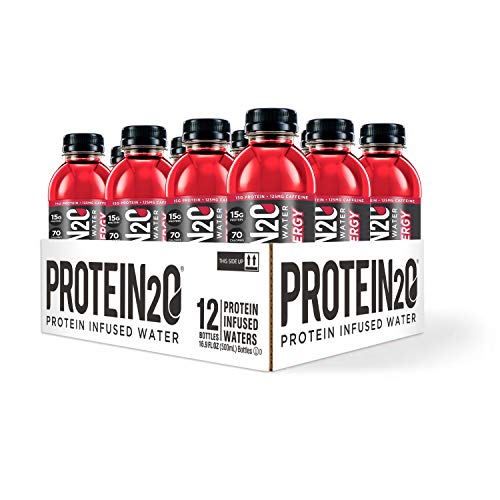 Protein2o + Energy, Low Calorie Protein Infused Water, 15g Whey Protein Isolate, Cherry Lemonade, (Pack of 12)