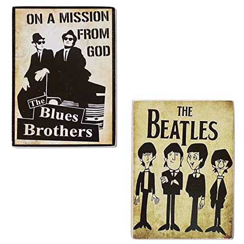 Kustom Art 2 Aimant (aimant) Blues Brothers & Beatles Vintage pour Réfrigérateur / Garage/Bar Impression sur bois 10 x 6… - Les Beatles, Paul McCartney, John Lennon, RIngo Starr, George Harrison Kustom Art 2 Aimant (aimant) Blues Brothers & Beatles Vintage pour Réfrigérateur / Garage/Bar Impression sur bois 10 x 6…