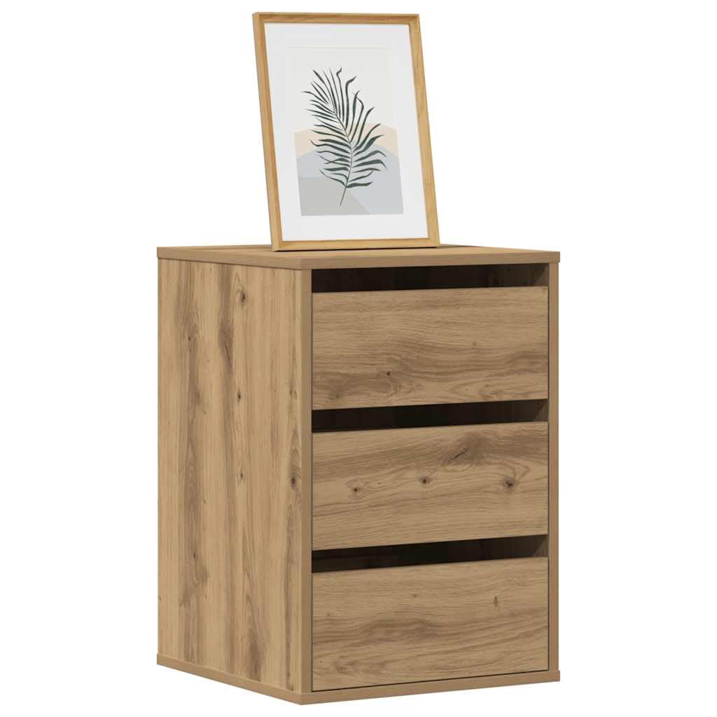 Komoda dąb Artisan 40 x 41 x 58 cm, materiał drewnopochodny z 3 szufladami, do salonu, jadalni, sypialni, biura i korytarza, schowka, dekoracja, stabilna powierzchnia, zajmuje mało miejsca