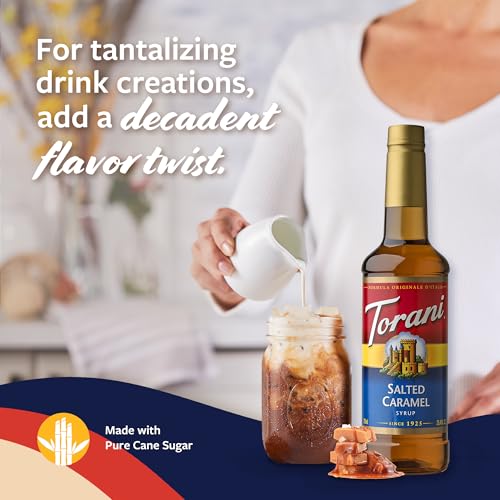 Image of Torani Coffee Syrup, Salted Caramel Flavored Syrup for Drinks, Pump Included, 25.4 Fl Oz