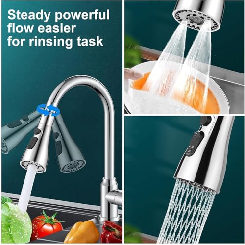 Image of Chicvine 360 Rotatable Faucet Aerator - Infinity 3-Mode Dual Flow Kitchen Sink Sprayer with Movable Swivel Head Round Button Screw Spray Pushing Technology