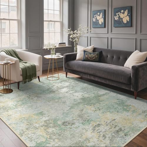 GENIMO Alfombra Salon Moderna, Cocina Lavable Antideslizante, Alfombra Pelo Corto para Dormitorio,Hall Entrada,Pasillo, Verde Salvia, 160X230CM