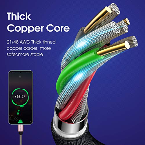 Image of CyvenSmart USB Type C Cable 6ft, [2 Pack] USB A 2.0 to USB-C Fast Charger Durable TPE Cord Compatible with Samsung Galaxy A10 /A20 /A51 /S10 /S9 /S8 Plus /Note 9 /8,LG V50 V40 G8 G7 Thinq-Pink