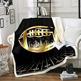 Erosebridal Black and Gold Soccer Fleece Blanket Throw Size Kids Football Blanket for Boys Bedroom Sport Throw Blanket for Sofa Ball Gamer Travel Blanket for Teen Men Soft All-Season Flannel Blanket