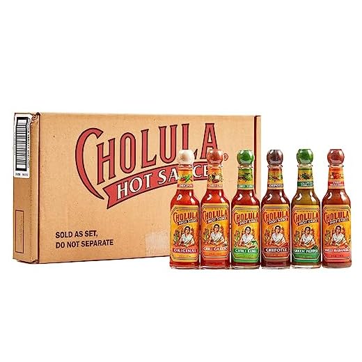 Cholula Hot Sauce 5 fl oz Variety Pack, 6 count | Original, Green Pepper, Chipotle, Chili Garlic, Chili Lime and Sweet Habanero | Crafted with Mexican Peppers and Signature Spice Blend | Great Hot Sauce Lover Gift Set | Gluten Free, Kosher, Vegan, Low Sodium, Sugar Free
