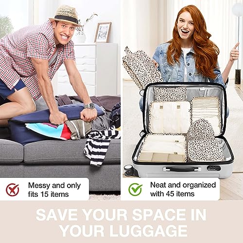 Image of 8 Set Packing Cubes for Suitcases, Packing Cube with Shoe, Cosmetics, Clothing, and Accessories Bags Packing Cubes for Travel Luggage Organizer(Leopard)