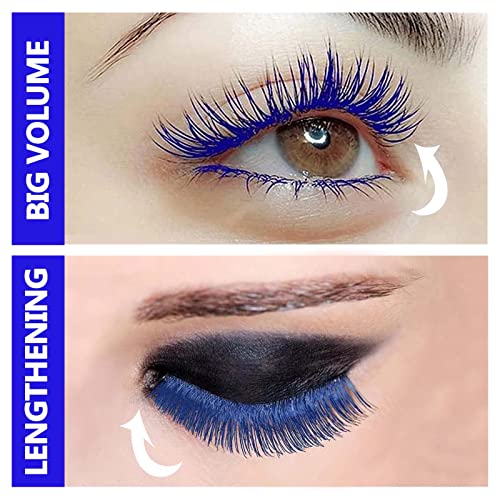 Blue Mascara Eye Makeup Colored Mascara Waterproof Fast Dry Eyelashes Volumizing Lengthening Eye Lashes No Smudging, No Clumping #TOP2