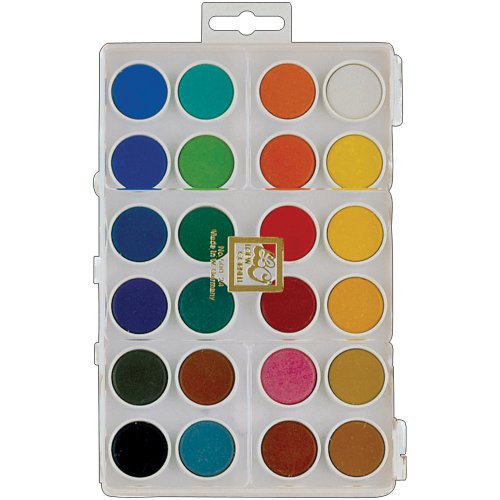 Loew-Cornell 500-24 Assorted Dry Pan Watercolor Paint Cakes, 24-Pack