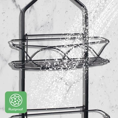 Image of amazon basics Hanging Shower Caddy for Bathroom | Bathroom Organiser Without Drill | Bathroom Accessories Storage Organizer
