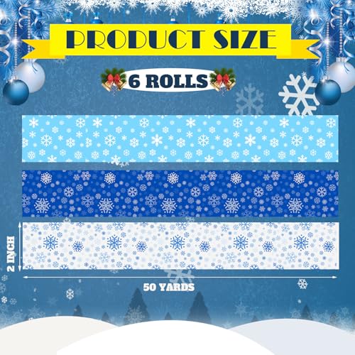 Image of Ctosree 6 Rolls Packaging Tape 50 Yard x 2 Inch Decorative Printed Duct Wrapping Tape for DIY Crafts Scrapbooking Crafting Boxes Decorations (Snowflake)