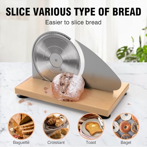 Image of vanerepok Manual Bread Slicer Adjustable Thickness for Homemade Sourdough | Hand Crank Bread Cutter with Scale & Stable Suction Cups & Wood Base for Even Slicing Perfect Baking Gift for Home Bakers