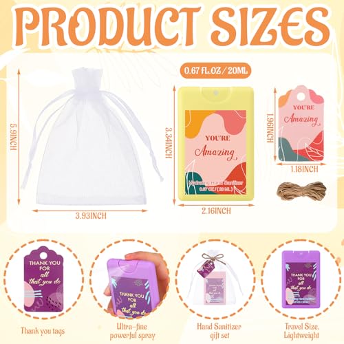Image of 36 Pcs Mini Sanitizer Spray Bulk Travel Size Portable, Pocket, Rainbow | Pocket Hand Sanitizer Sprays, Thank You Gifts, Teacher Coworker Employee Appreciation, Mother Women Office Travel Favors