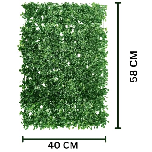 Image of Artificial Green Hedge Panel for Wall Decor Pack of 8 | Green Wall Grass | UV Resistant Faux Boxwood Plant Mat | Indoor & Outdoor Garden, Balcony, Fence & Home Decoration