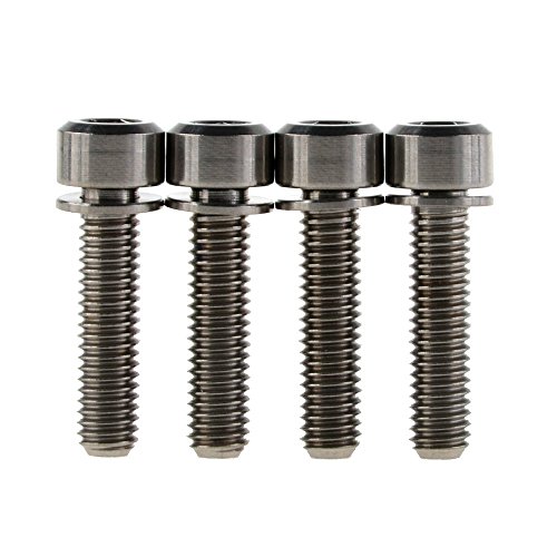 Wanyifa Titanium M6 x 25mm Allen Hex Bolts with Washers Screw for Bicycle V Brake Hub Fixed (Normal Titanium)