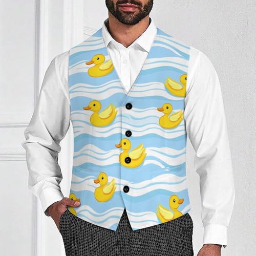 Rubber Duck Men's Suit Vests Business Formal Dress Vest V-Neck Waistcoat for Wedding Casual2