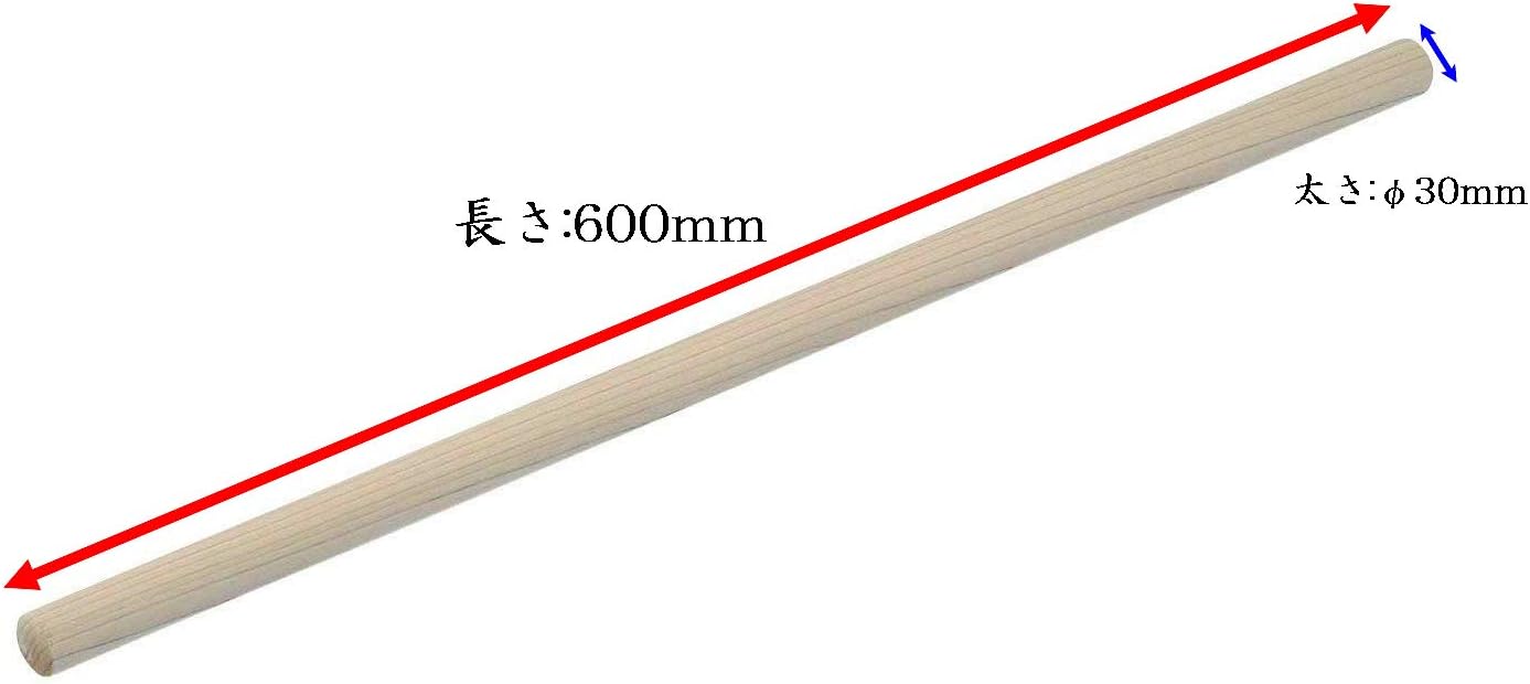 Toyomin Kihan A-1007 Rolling Pin (Poplar), 23.6 x 1.2 inches (600 x 30 mm)