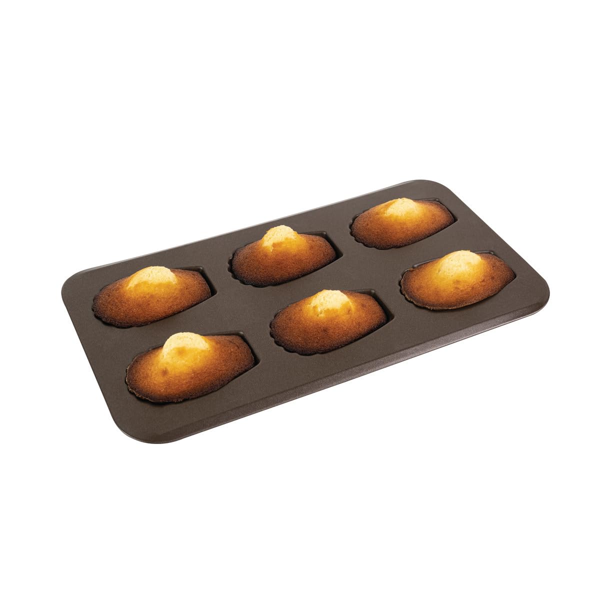 Gobel - Plaque à 6 Madeleines Gourmandes - Grand Format XXL - 39 x 20 cm - Acier - Revêtement Antiadhérent Bicouche Garanti sans PFAS - Qualité Professionnelle – Fabriqué en France
