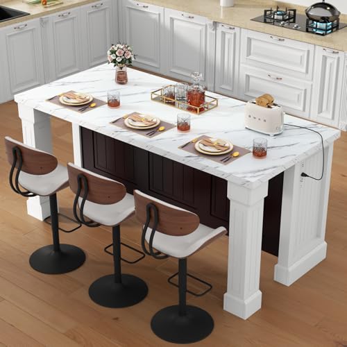 Gyfimoie 71" Large Imitation Marble Dining Table with Roman Column,Island