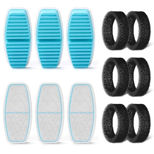 FOFNON Filtre Fontaine Eau Chat: 12 Filtre Fontaine Chat - 6 Filtres + 6 Éponges - Cheveux Filtrants - Triple Filtration - Convient pour FOFNON Fontaines pour...