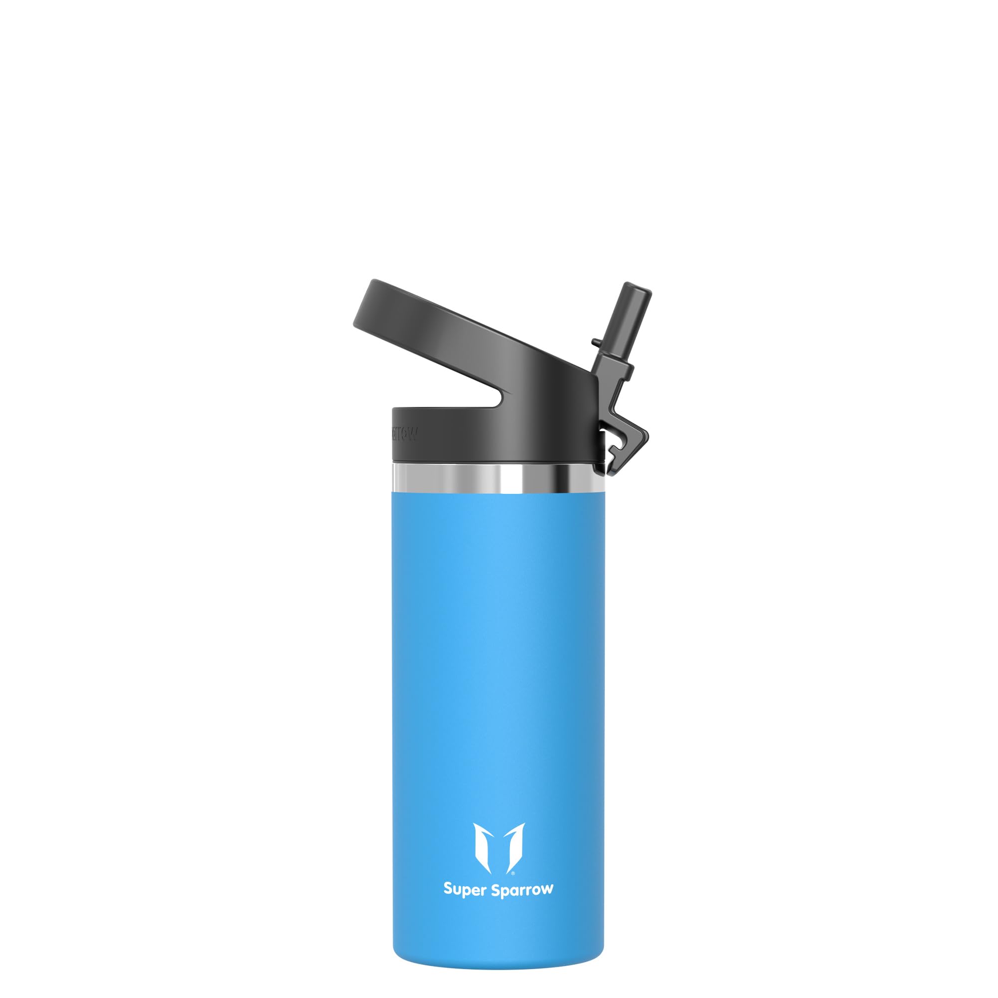 Super Sparrow Water Bottle Insulated - 500ml - Wide Mouth Metal Bottle - Wide Mouth SwivelSip Flask - BPA Free, Leak Proof - Ergonomic Straw Water Bottles for Work, Gym, Travel, Sports