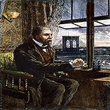 Washington eine roebling N (1837–1926) American roebling aufgehoben, indem der Ingenieur After Effects der Kurven und Angst Uhren die Fortschritte der Brooklyn Bridge Konstruktion von seinem Haus in Brooklyn Heights (Gravur 1883