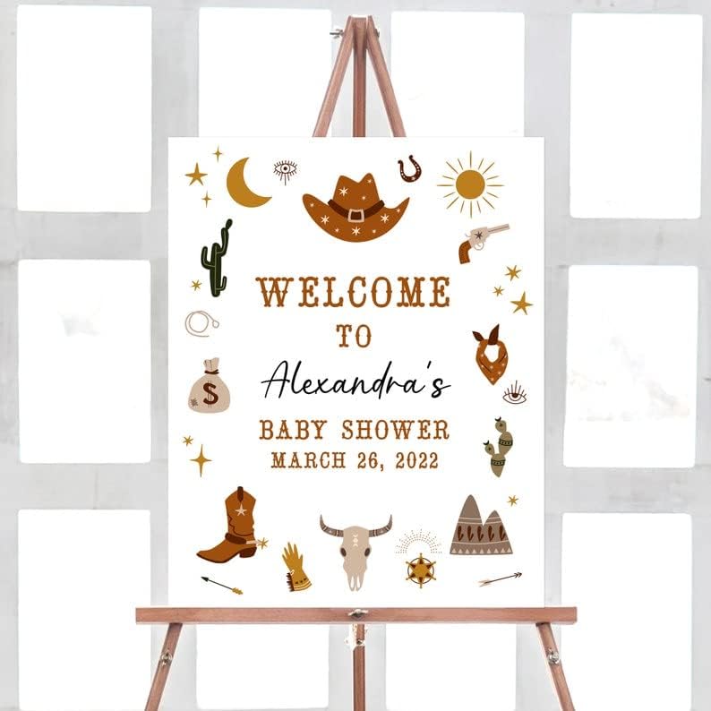 Letrero de bienvenida de vaquero para baby shower Letrero de bienvenida al baby shower personalizado Letrero de baby shower de vaquero
